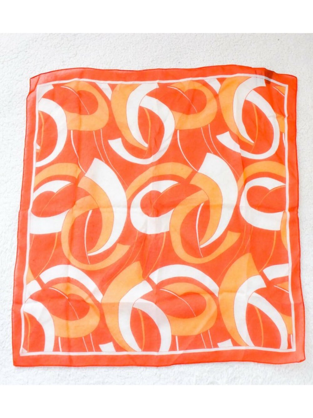 *Nordstrom* 100% SILK Scarf - Made in Italy - Orange/White Abstract Scarf.